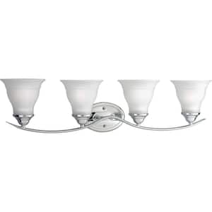 Trinity Collection 33-1/4 in. 4-Light Polished Chrome Etched Glass Traditional Bath Vanity Light