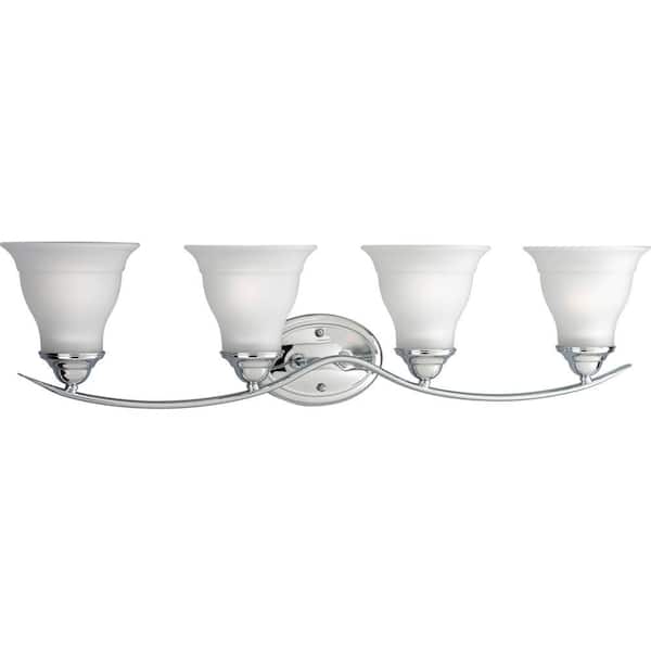 Progress Lighting Trinity Collection 33-1/4 in. 4-Light Polished Chrome Etched Glass Traditional Bath Vanity Light