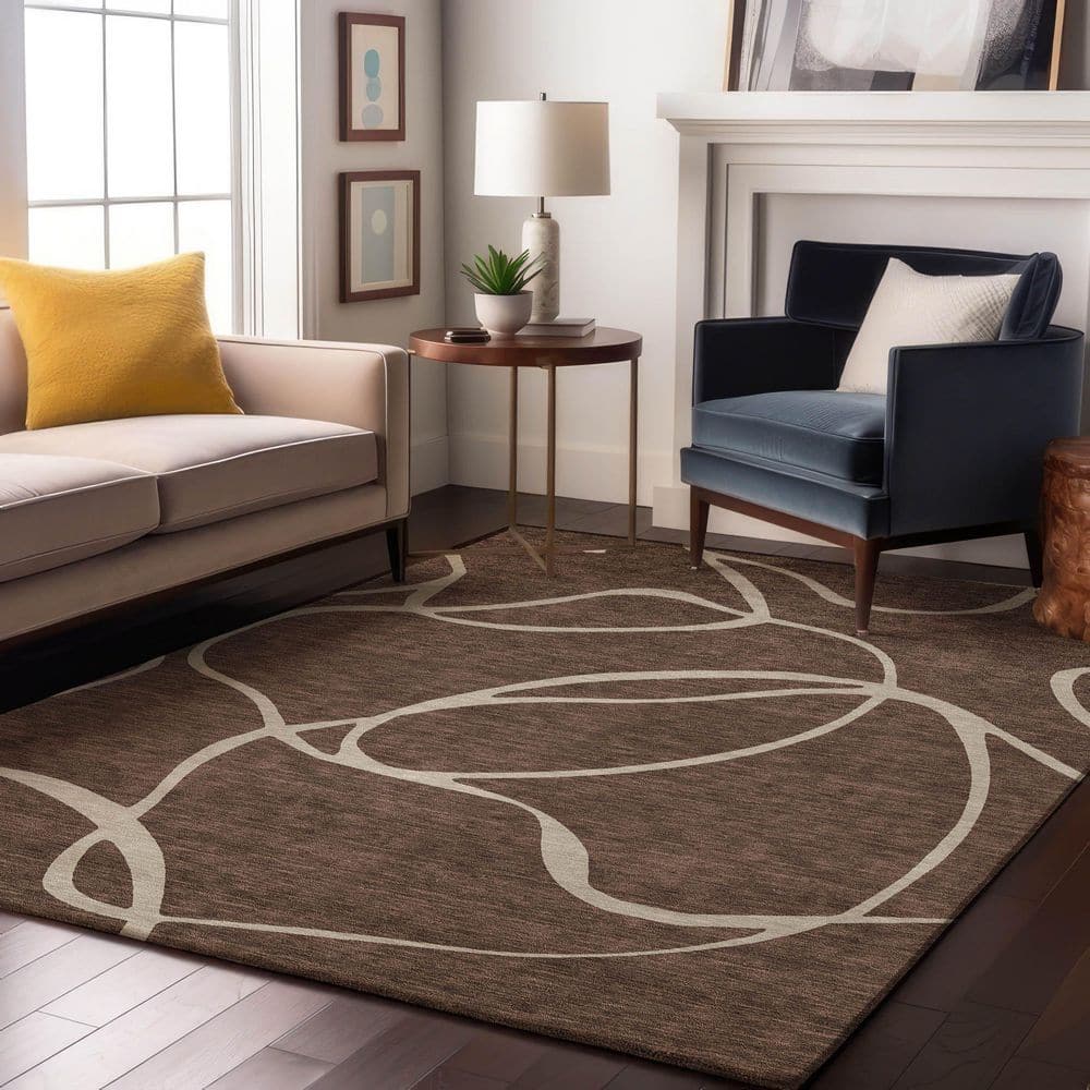 Mayfield Premium Machine Washable Abstract AMF999 Brown 5 ft. x 7 ft. 6 in. Area Rug price history on PriceWatchPro