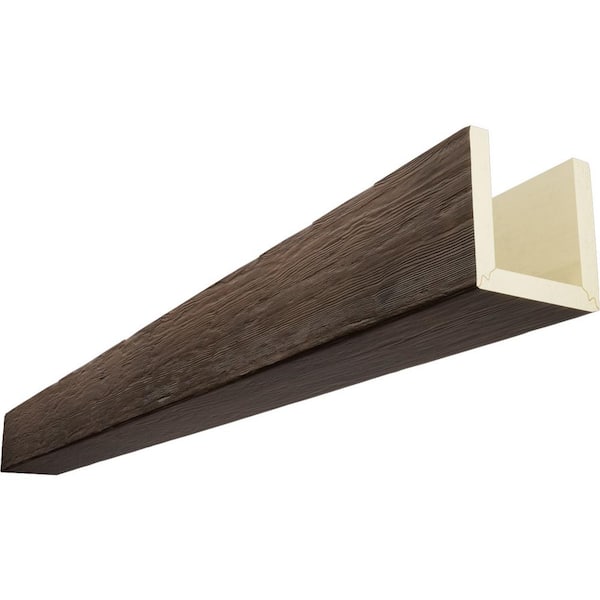 Ekena Millwork Timberthane 12 in. x 8 in. x 10 ft. 3-Sided (U-Beam) Rough Sawn Aged Faux Wood Ceiling Beam