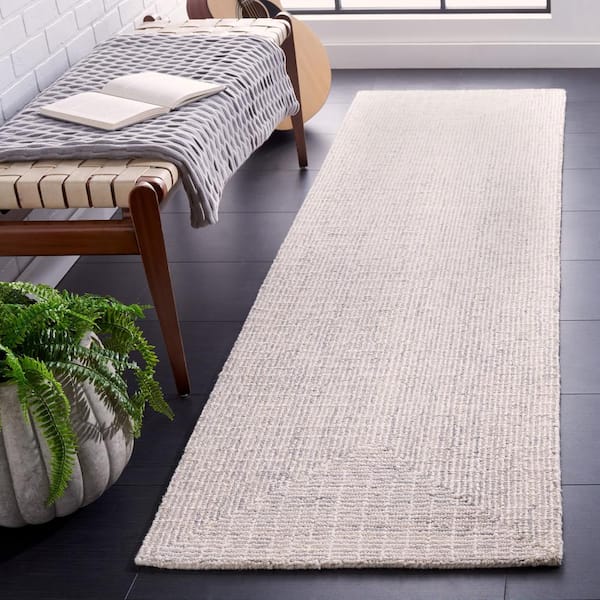Abstract Gray/Ivory 2 ft. x 8 ft. Contemporary Marle Runner Rug