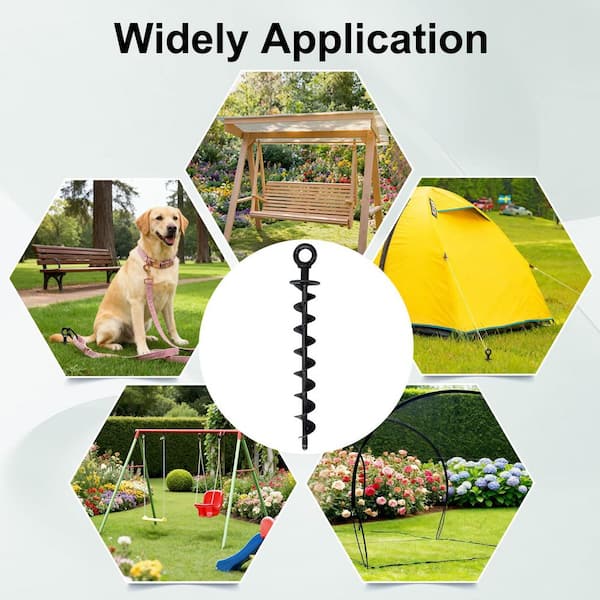 Wellco 15 in. Heavy Duty Spiral Trampoline Anchor Stake Kit Ground