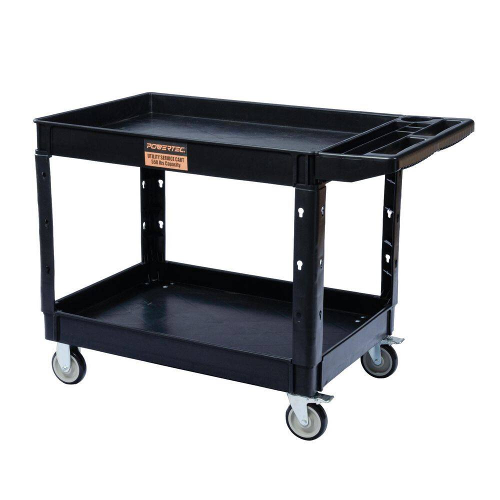 2 Shelf 550 lb Heavy Duty Rolling Utility Service Cart w/ Dual Locking 5 in. Casters, Tool Organizer Handle & Cup Holder price history on PriceWatchPro