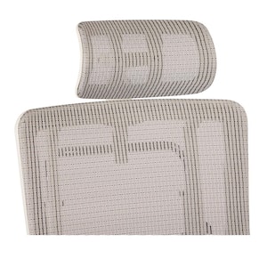 Breathable Vertical White Headrest with Steel/Gray Mesh