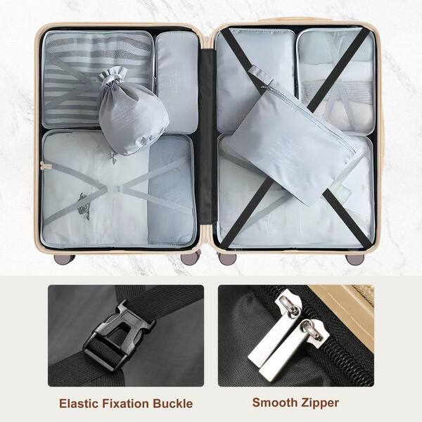 Qualler 3-Piece RosyBrown ABS Travel and TSA Lock Suitcase Luggage