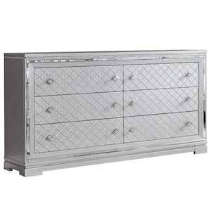 18.25 in. Silver 6-Drawer Wooden Dresser Chest of Drawers