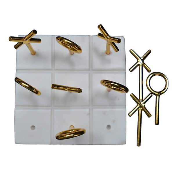 Tic Tac Toe Board, Gold & White