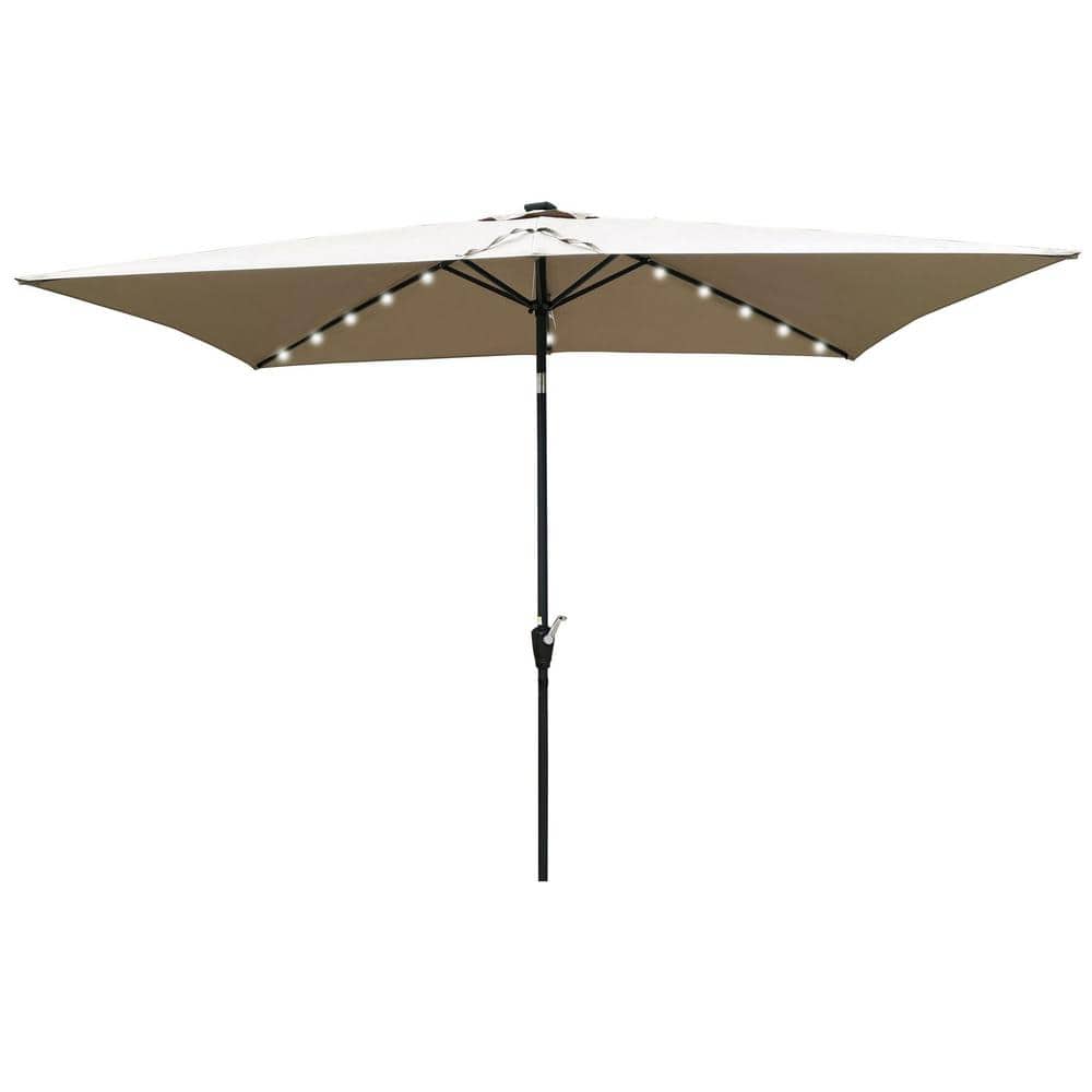 6.5 ft. x 10 ft. Steel Market Solar Tilt Patio Umbrella in Mushroom with LED Light price history on PriceWatchPro
