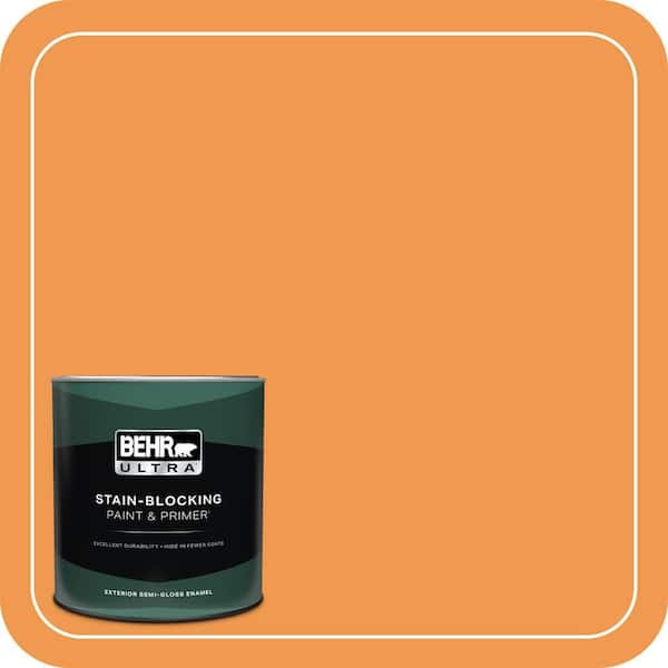 BEHR ULTRA 1 qt. #270B-6 Autumn Orange Semi-Gloss Enamel Exterior Paint & Primer