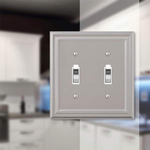 Continental 2 Gang Toggle Metal Wall Plate - Satin Nickel