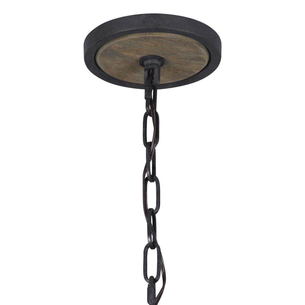 Allier 6-Light Weathered Oak Wood & Antique Iron Chandelier