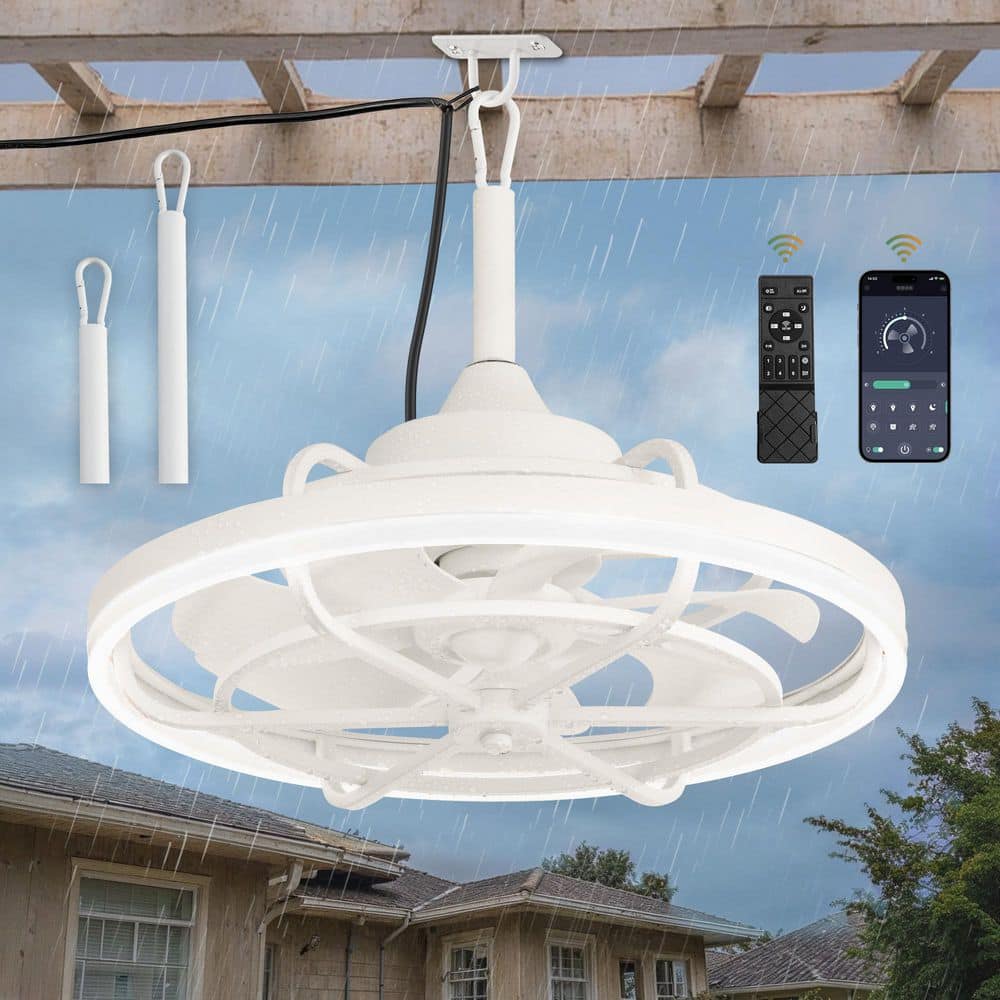 20 in. Outdoor White Standard Downrod Ceiling Fan w/ Light, 3CCT Stepless Dimming 6Speed DC Motor App and Remote Control price history on PriceWatchPro