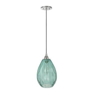 Aspen Creative Corporation 1-Light Chrome Pendant with Light Green ...