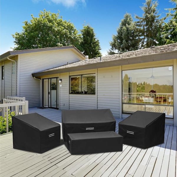 4-Piece Black Heavy-Duty Patio Furniture Covers Waterproof Outdoor Set