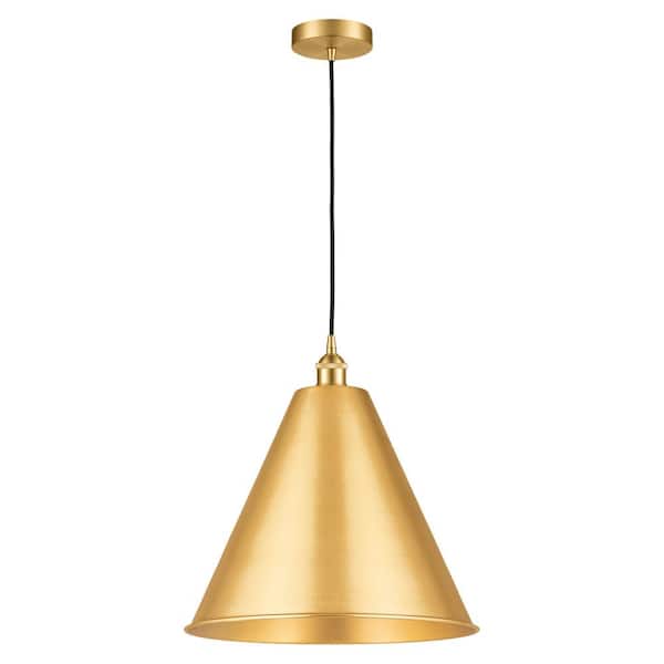 Edison Cone 100-Watt 1-Light Satin Gold Standard Mini Pendant Light with Metal Shade