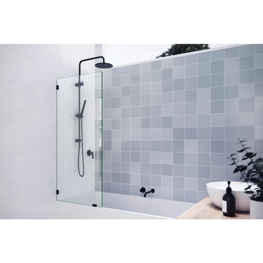 Vela 28 in. W x 58.25 in. H Frameless Fixed Panel Tub Door in Oil Rubbed Bronze with Clear Glass price history on PriceWatchPro