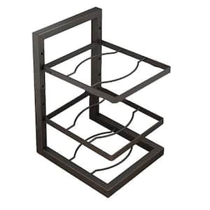 16.54 in. 3-Layer Under Sink Household Pot Storage Rack in Carbon Steel with Adjustable Layer Height, Black