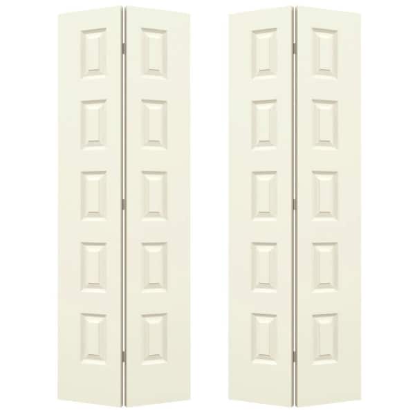 36 in. x 80 in. Rockport Vanilla Painted Smooth Molded Composite Closet Bi-fold Double Door