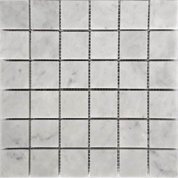 Apollo Tile White 12 in. x 12 in. Square Chip Honed Marble Mosaic Tile (5.00 sq. ft./Case)