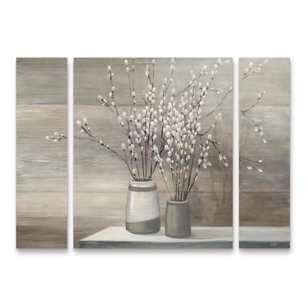 Trademark Fine Art 30 in. x 41 in. Pussy Willow Still Life Gray Pots by ...
