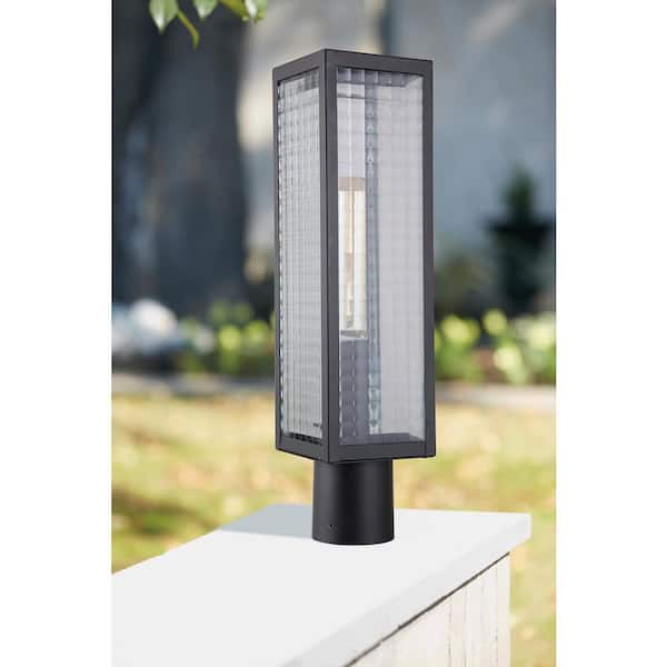 Deka 1-Light Black Metal Hardwired Outdoor Weather Resistant Post Light with No Bulb Included