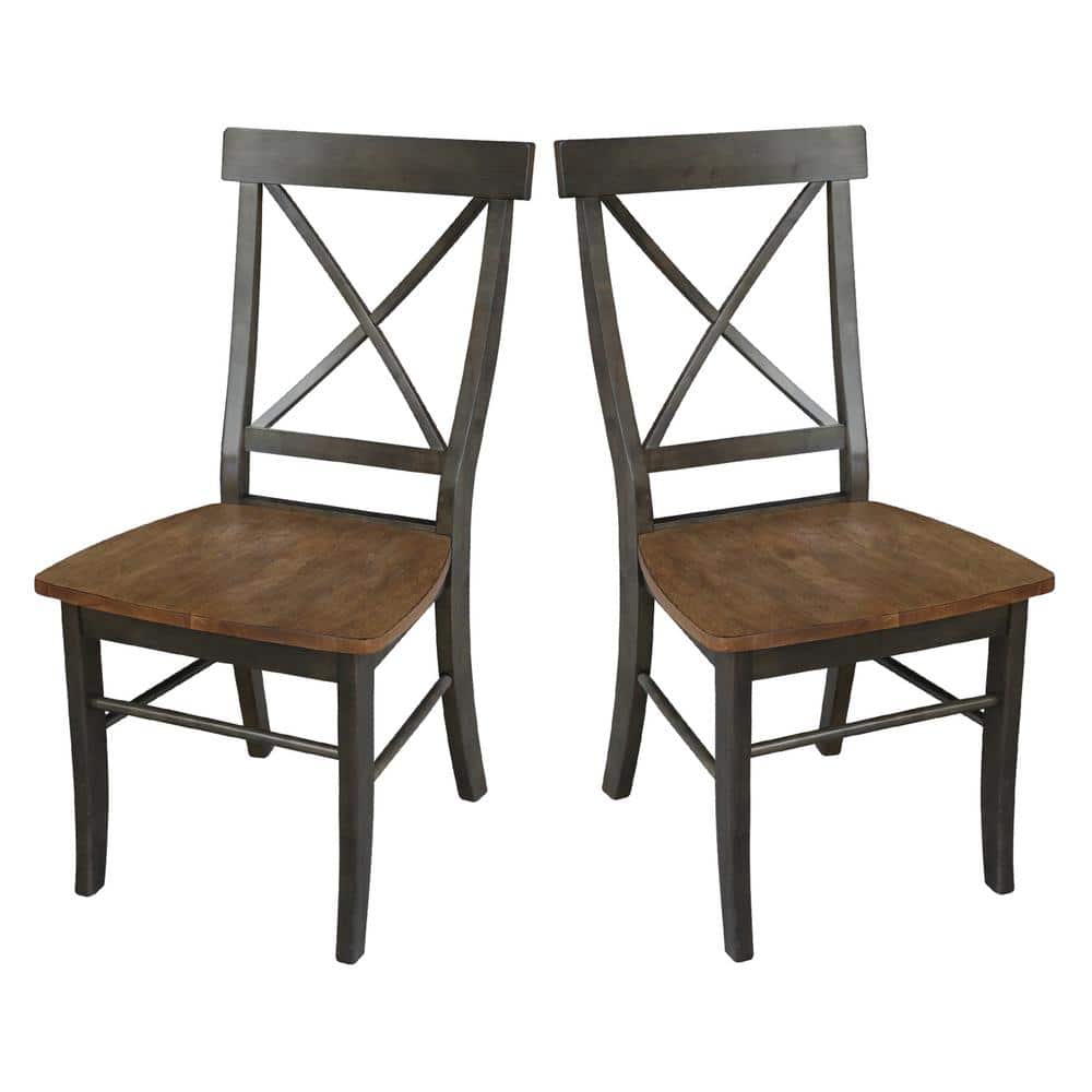 Black Cross Back Solid Wood Side Chair Set