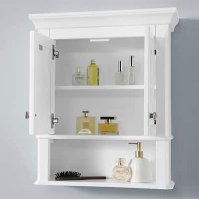 Glacier Bay Lancaster 21 in. W x 8 in. D x 26 in. H Surface-Mount Raised  panel Bathroom Storage Wall Cabinet in White LAOJ25-WH - The Home Depot