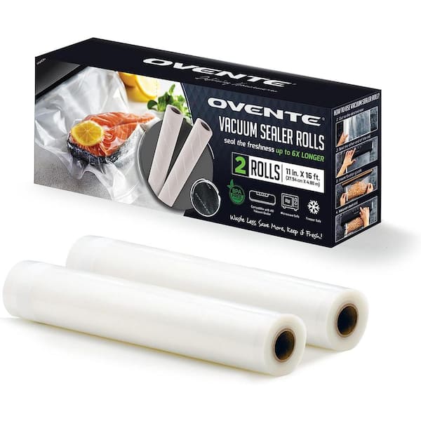 OVENTE Vacuum Sealer Roll 11 in. x 16 ft., Food Vacuum Sealer Heavy Duty, BPA-Free Airtight Food Storage, Pack of 2 ACPSVRG1116