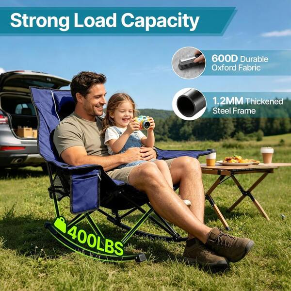 SEEUTEK Oversized Camping Rocking Chair 400 lbs Folding Padded