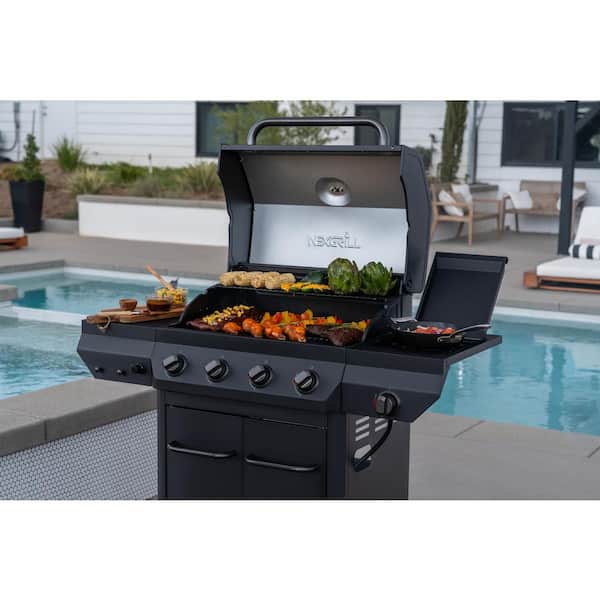 Nexgrill 4-Burner with Side Burner Propane Gas Grill in Graphite