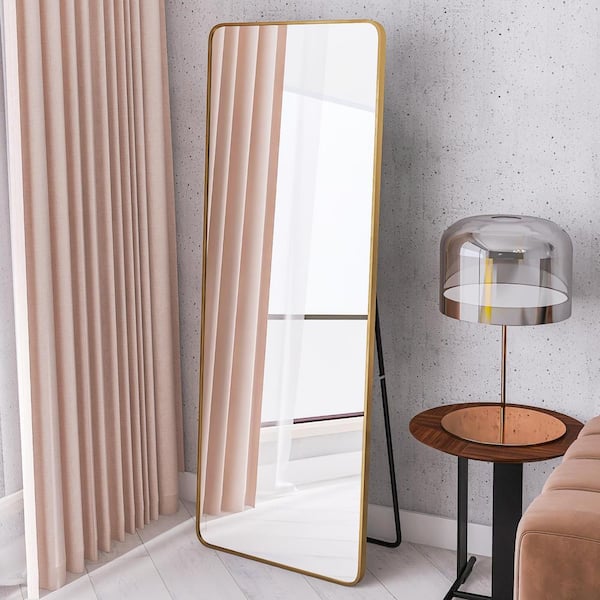 PexFix 22 in. x 65 in. Modern Rectangle Framed Full-Length Mirror Gold  Aluminum Alloy Mirror Standing Mirror, Standing Holder 6522LHJXB-GL - The  Home Depot