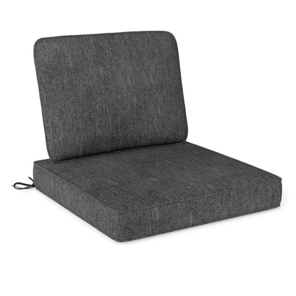24 in. x 24 in. Outdoor Lounge Chair Cushion in Gray with Removable Covers