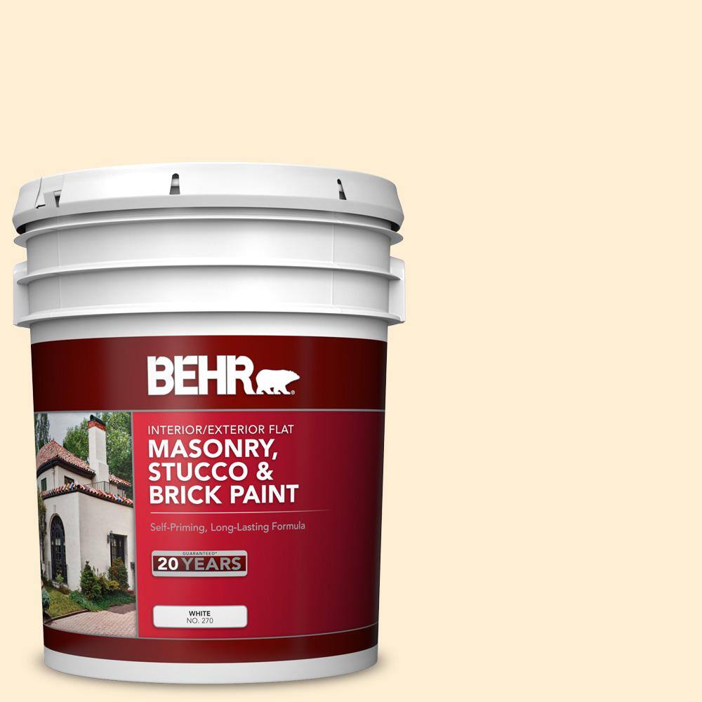5 gal. #M270-1 Pearly White Flat Masonry, Stucco and Brick Interior/Exterio