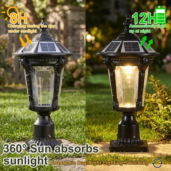 Byteany 1-Light Black Aluminum Outdoor Weather Resistant Solar