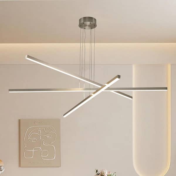 3-Light Dimmable Integrated LED Chrome Chandelier for Living Room, Dining Room