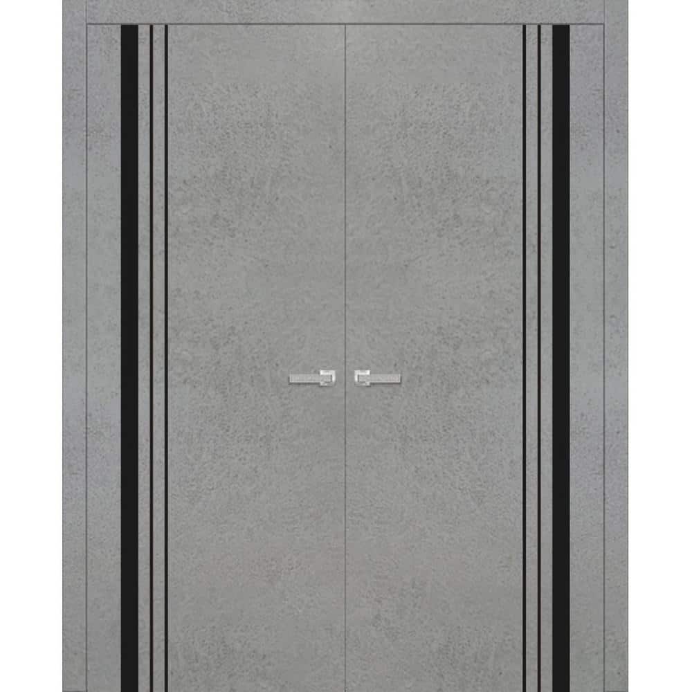 48 in. x 84 in. Concrete Finished Universal/Reversible Frosted Glass Solid Wood Assembly Required Interior Door Kit price history on PriceWatchPro