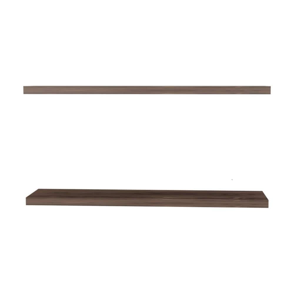 Cognac 47.3 in. W x 9.8 in. D Floating Wood Decorative Wall Shelf with 2-Sh