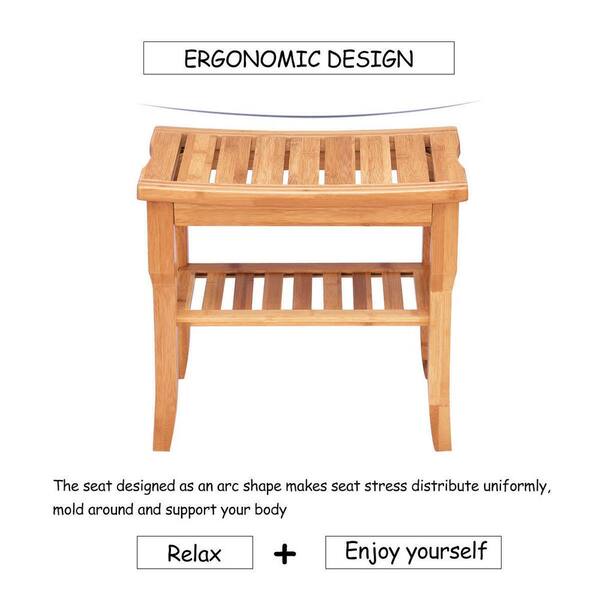 Dracelo 10 in. D x 19 in. W x 18 in. H Natural Bathroom Bamboo Shower Bench  Seat with Storage Shelf B08RBJ37LF - The Home Depot