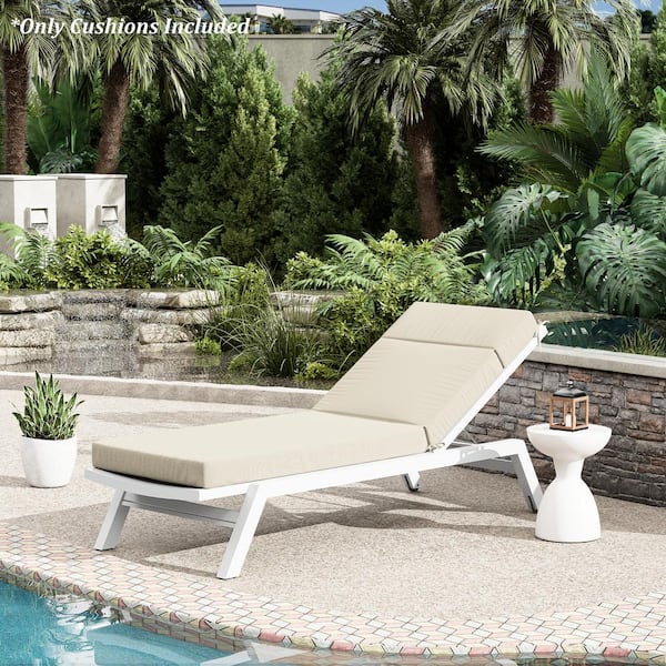 80 in. x 26 in. x 4 in. Outdoor Water-Resistant Replacement Chaise Lounge Seat Cushion Cream