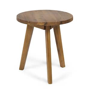 Marina Natural Brown Round Wood Outdoor Patio Side Table