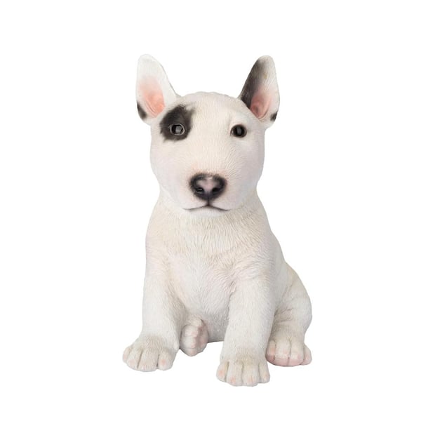 SoReal White Bull Terrier Decorative Puppy Figurine for Home & Garden Décor