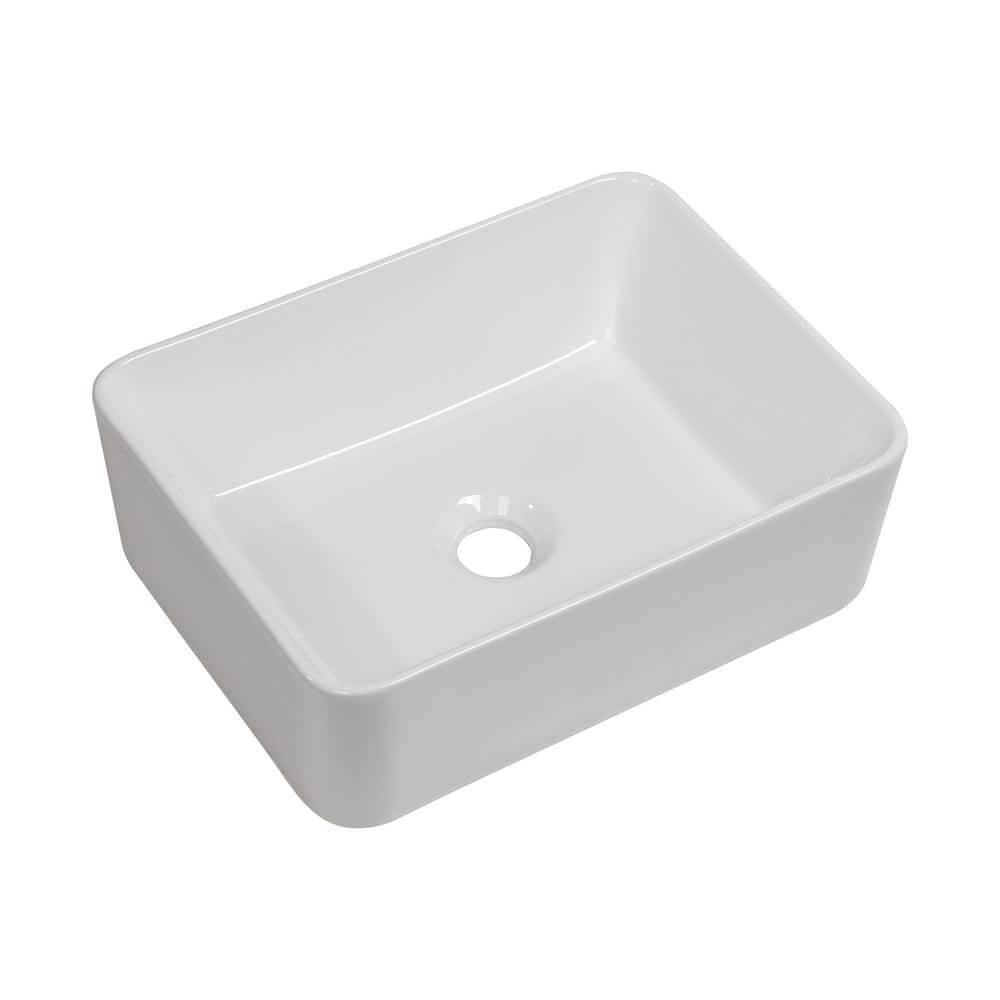 AquaVista 16 in. x 12 in. White Ceramic Rectangular Vessel Bathroom Sink in