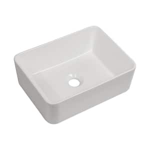 AquaVista 16 in. x 12 in. White Ceramic Rectangular Vessel Bathroom Sink in White