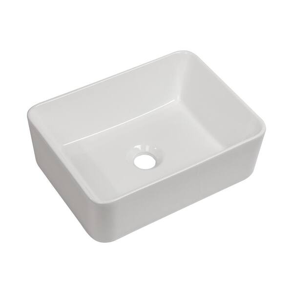 Unbranded AquaVista 16 in. x 12 in. White Ceramic Rectangular Vessel Bathroom Sink in White