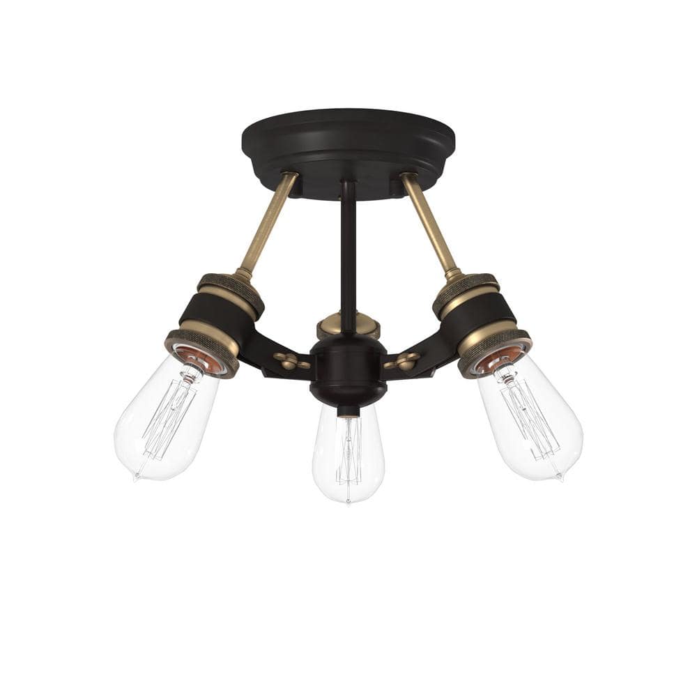 Miles Vintage Bronze 3-Light Industrial Ceiling Light
