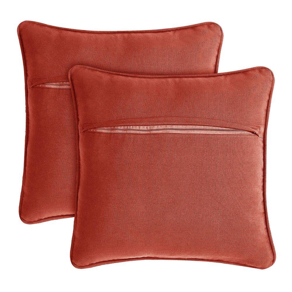 Rustic Red and Beige Woven Cotton Jute Throw Pillow Set
