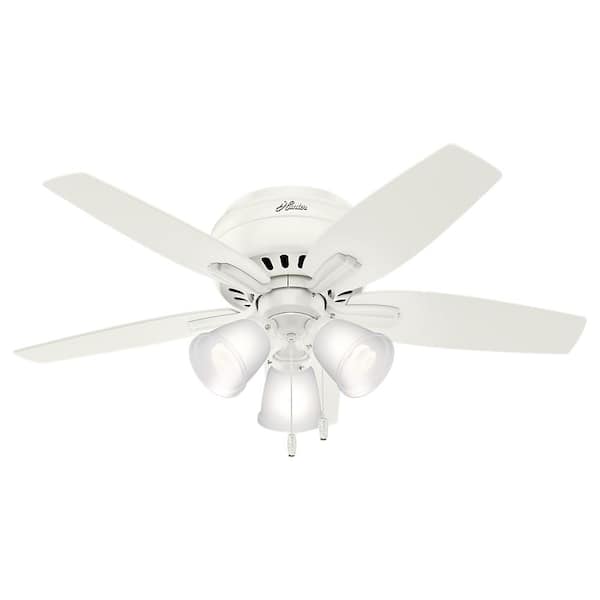 Hunter Newsome 42 in. LED Indoor Low Profile Fresh White Ceiling Fan with 3-Light Kit