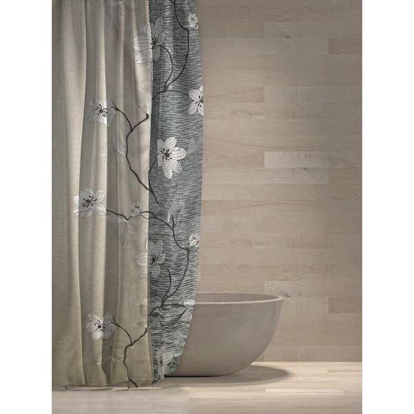 54 in. x 78 in. Magnolia Gray Shower Polyester Curtain