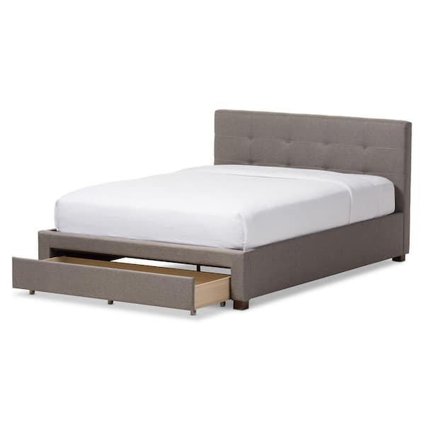 Baxton Studio Brandy Modern and Contemporary Grey Fabric Upholstered Queen Size Platform Bed with Storage Drawer Baxton Studio Brandy Modern and Contemporary Grey Fabric Upholstered Queen Size Platform Bed with Storage Drawer