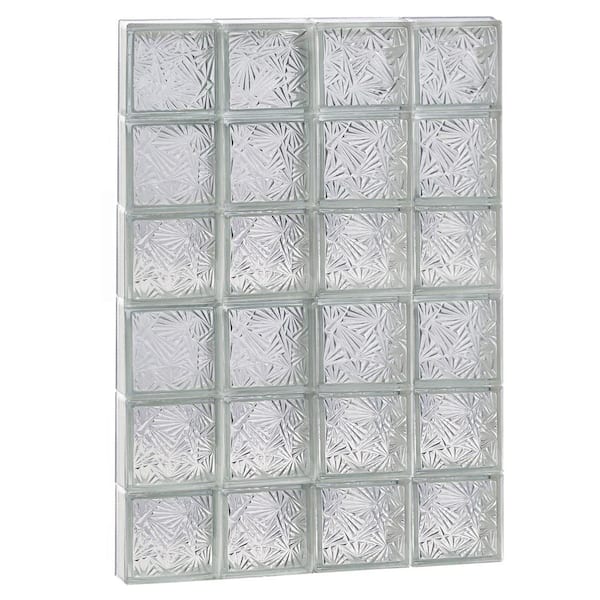 Clearly Secure 30 in. x 45 in. x 3.125 in. Metric Series Cuneis Pattern Frameless Non-Vented Glass Block Window